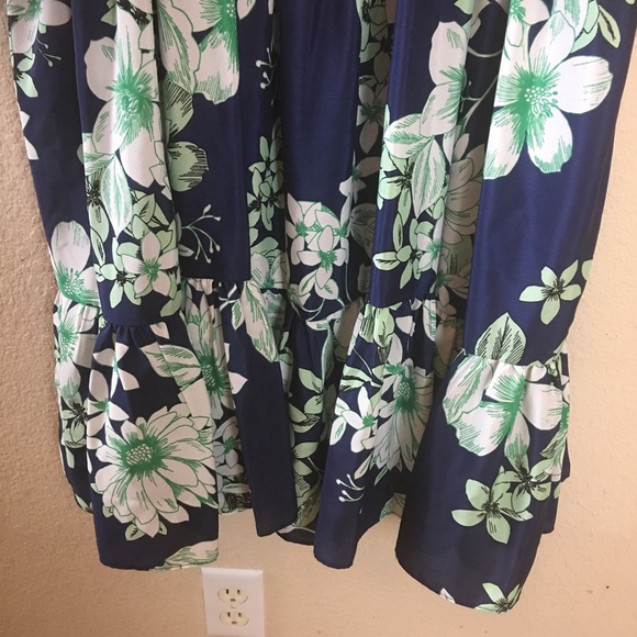 Eliza J Navy & Green Cold Shoulder Blouson Dress - Picture 4 of 10